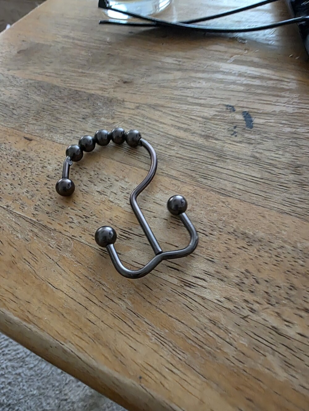 Metal Shower Curtain Hook with Roller Beads - Bronze Finish